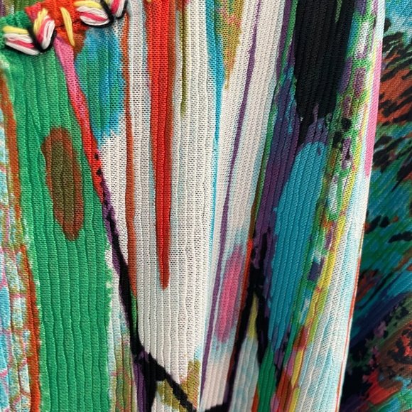 Y2K Elysse 26 Micro Pleat Abstract Blouse Shirt‎ Womens Large L Colorful Dolman - Picture 2 of 10